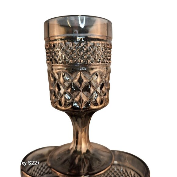 Anchor Hocking Glass Co. WEXFORD Smoke Pewter Mist Claret Cordial Goblet 4.5 inc - Picture 9 of 11